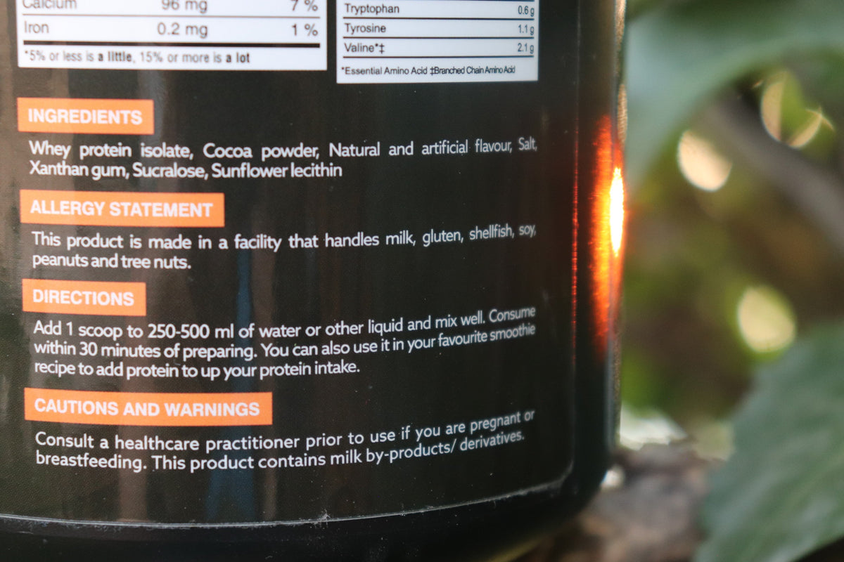 TERA LABS Gun Show Grass-Fed Whey Protein Isolate Ingredients